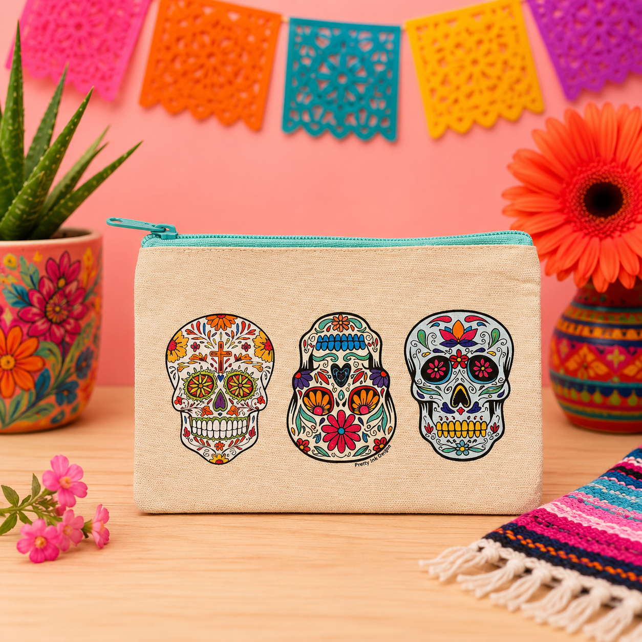 Sugar Skulls pencil bag/makeup bag 