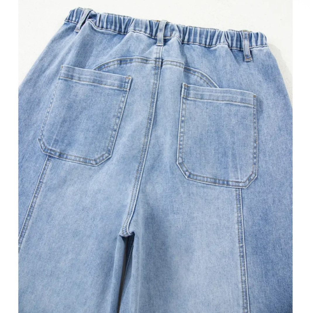 Drawstring Raw
Hem Wide Leg Jeans