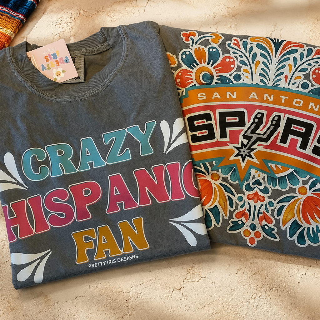 Crazy Hispanic fan Spurs floral light grey adult shirt