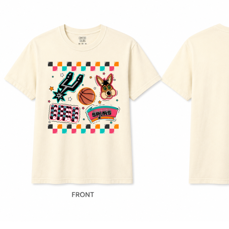 Checkered Spurs cream adult shirt