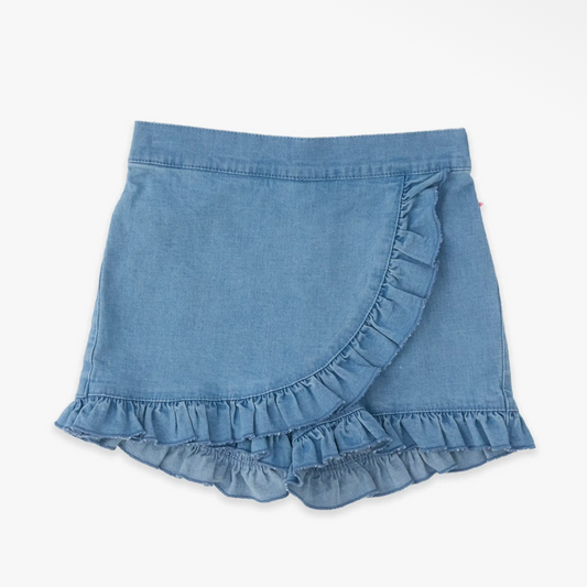 Light Wash Denim
Ruffled Jean Skort, Baby