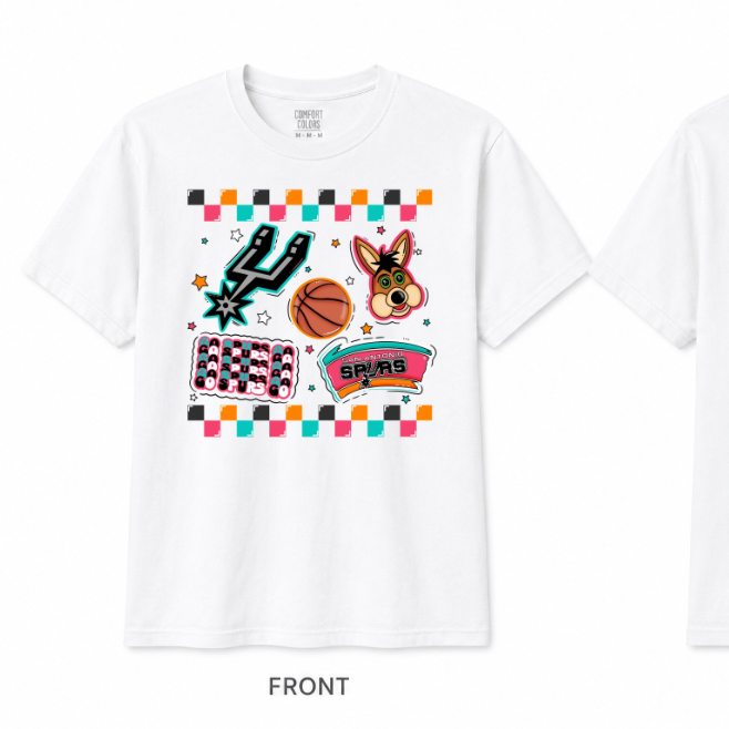 Checkered Spurs white adult T-shirt