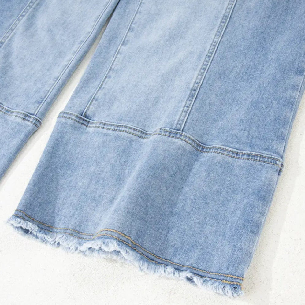 Drawstring Raw
Hem Wide Leg Jeans