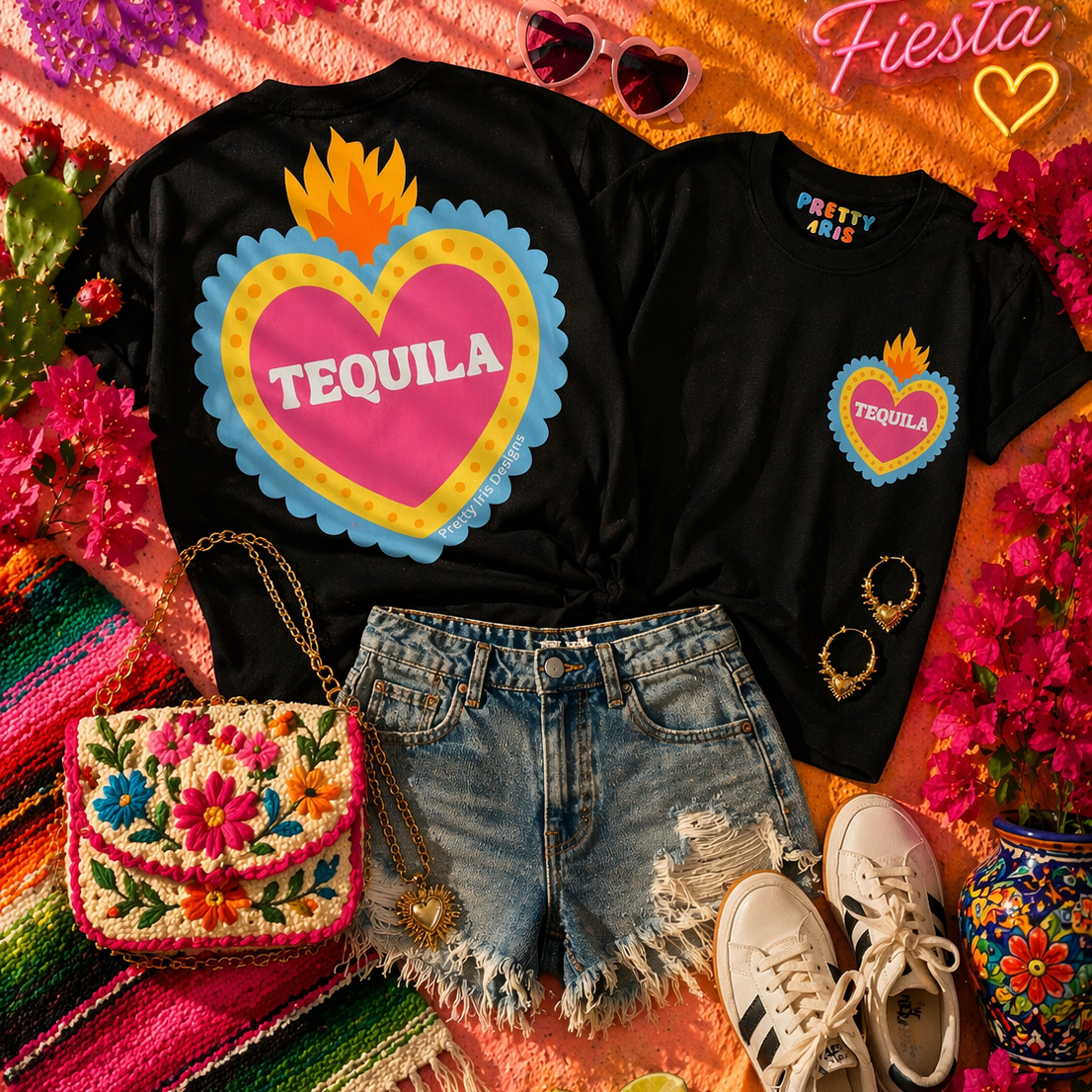 Heart tequila, black adult shirt