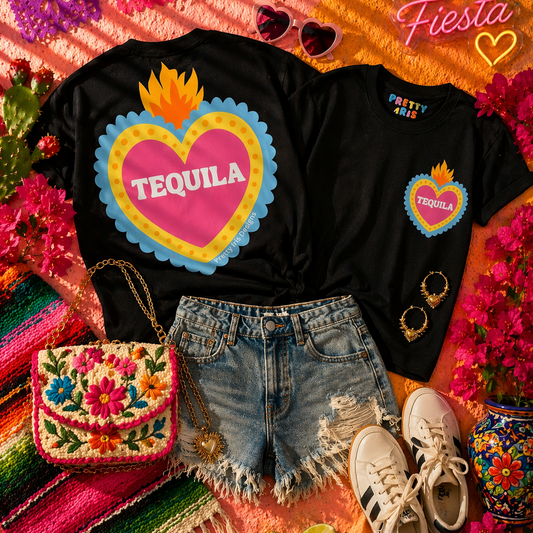 Heart tequila, black adult shirt