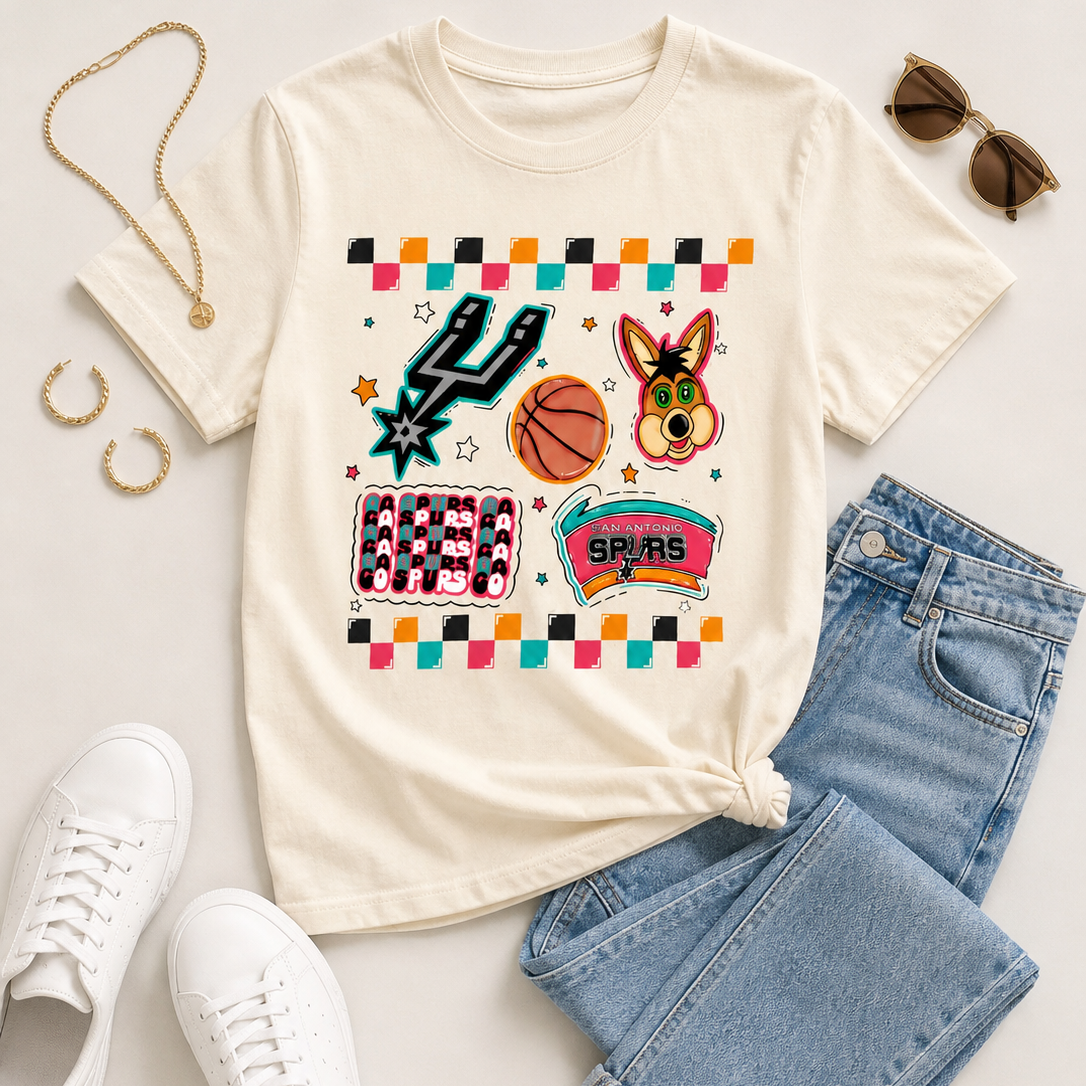 Checkered Spurs cream adult shirt