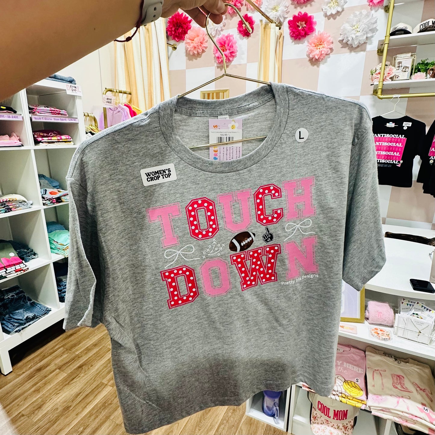 Touch down polkadot sports gray Women’s Crop Top
