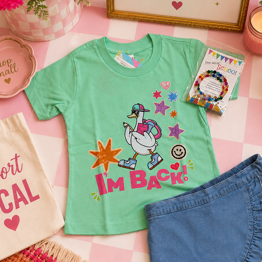 I’m back, School goose Mint green toddler T-shirt ￼