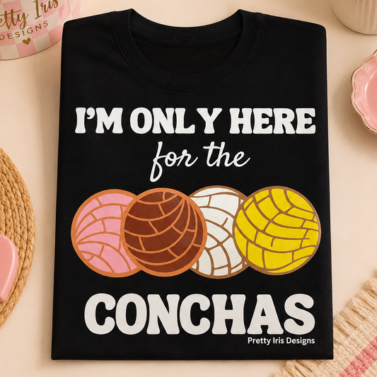I’m only here for the concha Black adult T-shirt