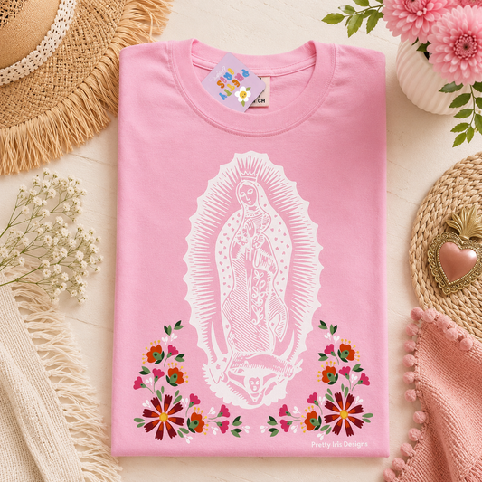 Virgin Mary pink adult T-shirt ￼