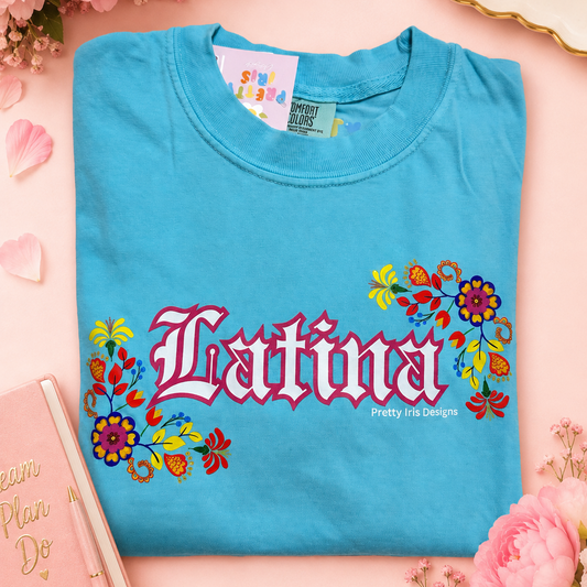 Latina floral adult blue T-shirt ￼