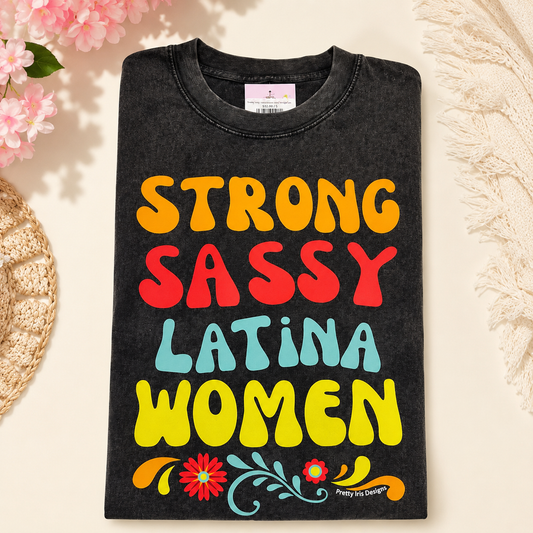 Strong, sassy Latina Women Black Vintage Cotton T-Shirt