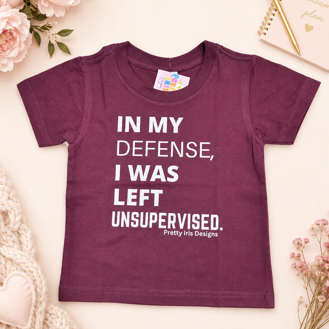 In my defense, I was left unsupervised, Plum Purple Toddler Tee