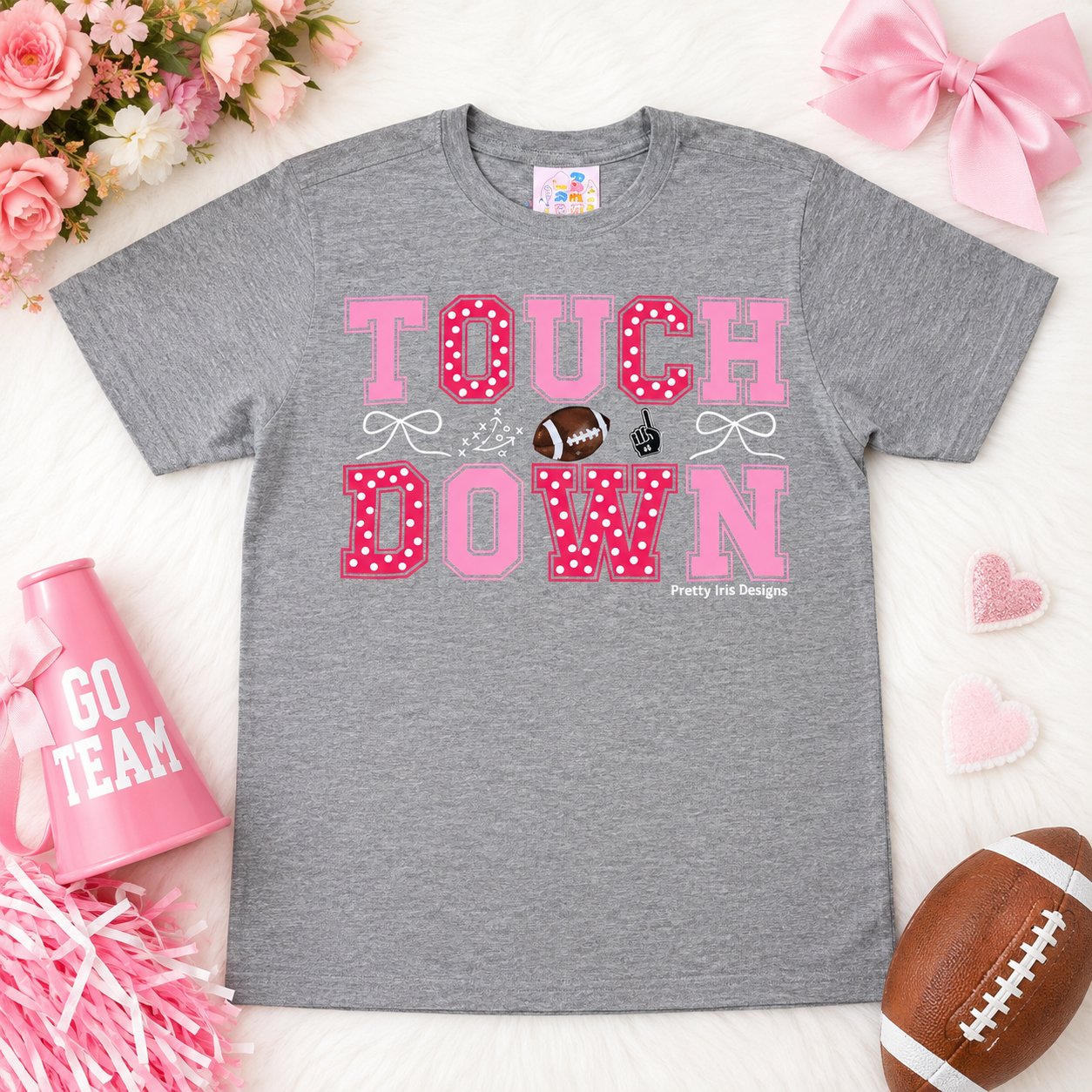 Touch down polkadot sports gray Youth T-Shirt￼