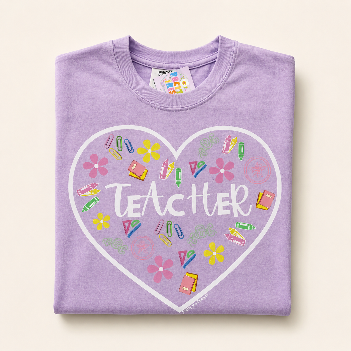 Heart Teacher Light Purple Adult T-Shirt