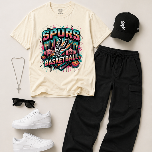 Basketball Spurs Adult T-shirt ￼