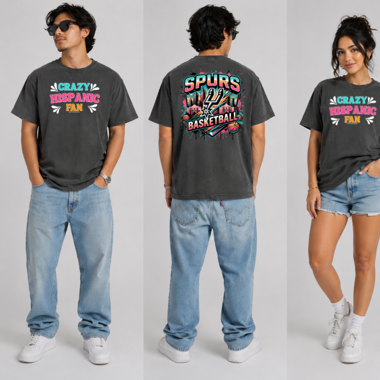 Crazy Hispanic fan basketball Spurs gray Adult T-shirt ￼