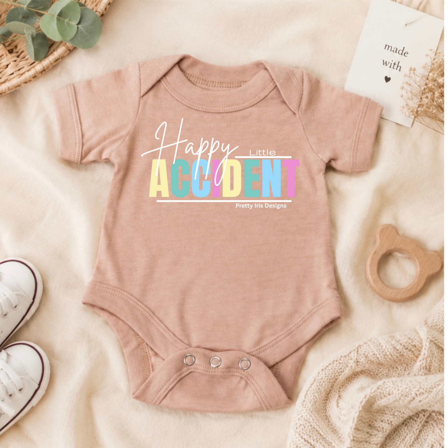 Happy little accident Peach Unisex onesie