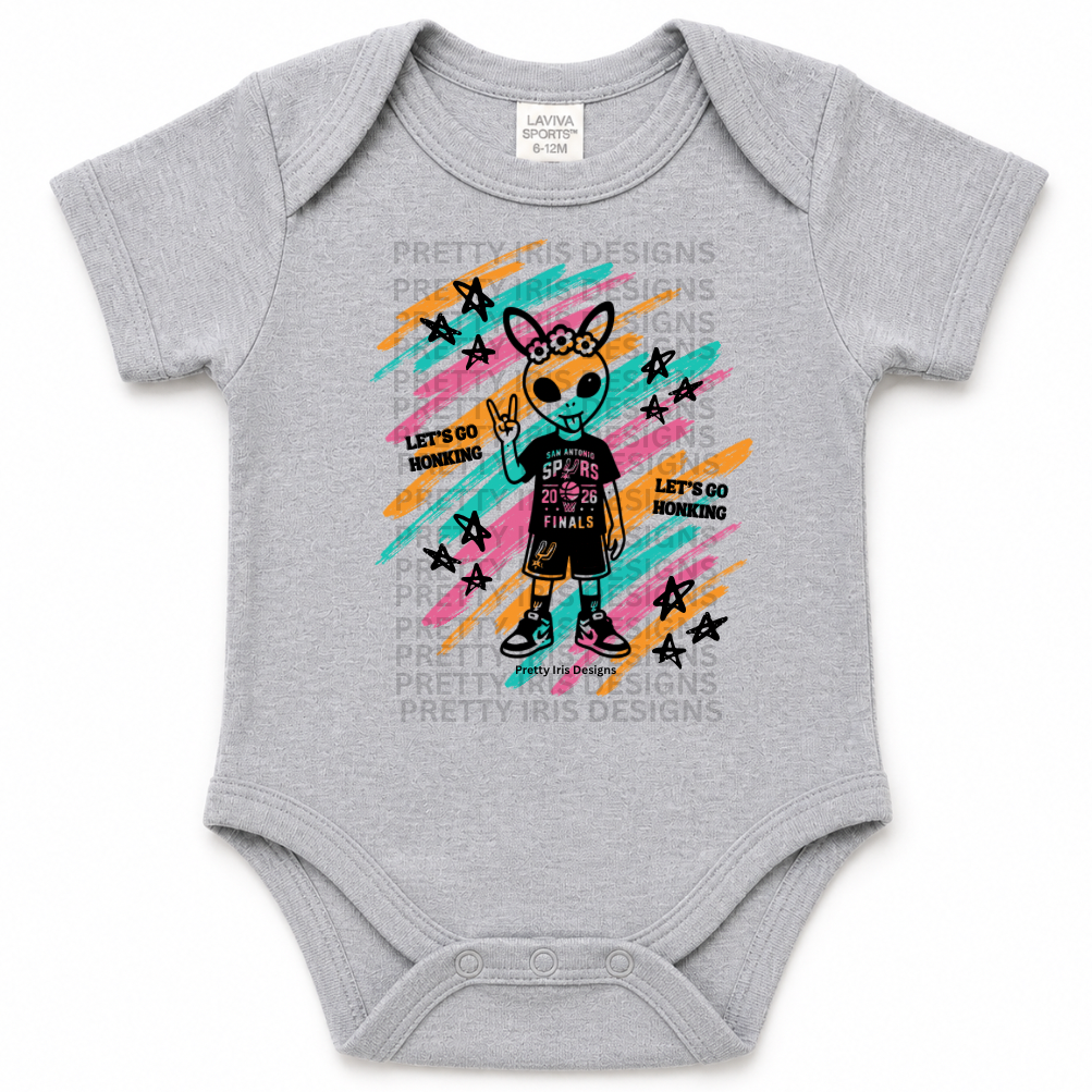 Alien Spurs, gray Baby Onesie