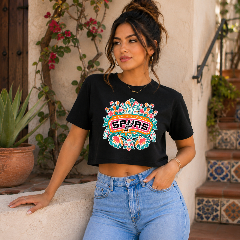 Floral Spurs women’s crop top