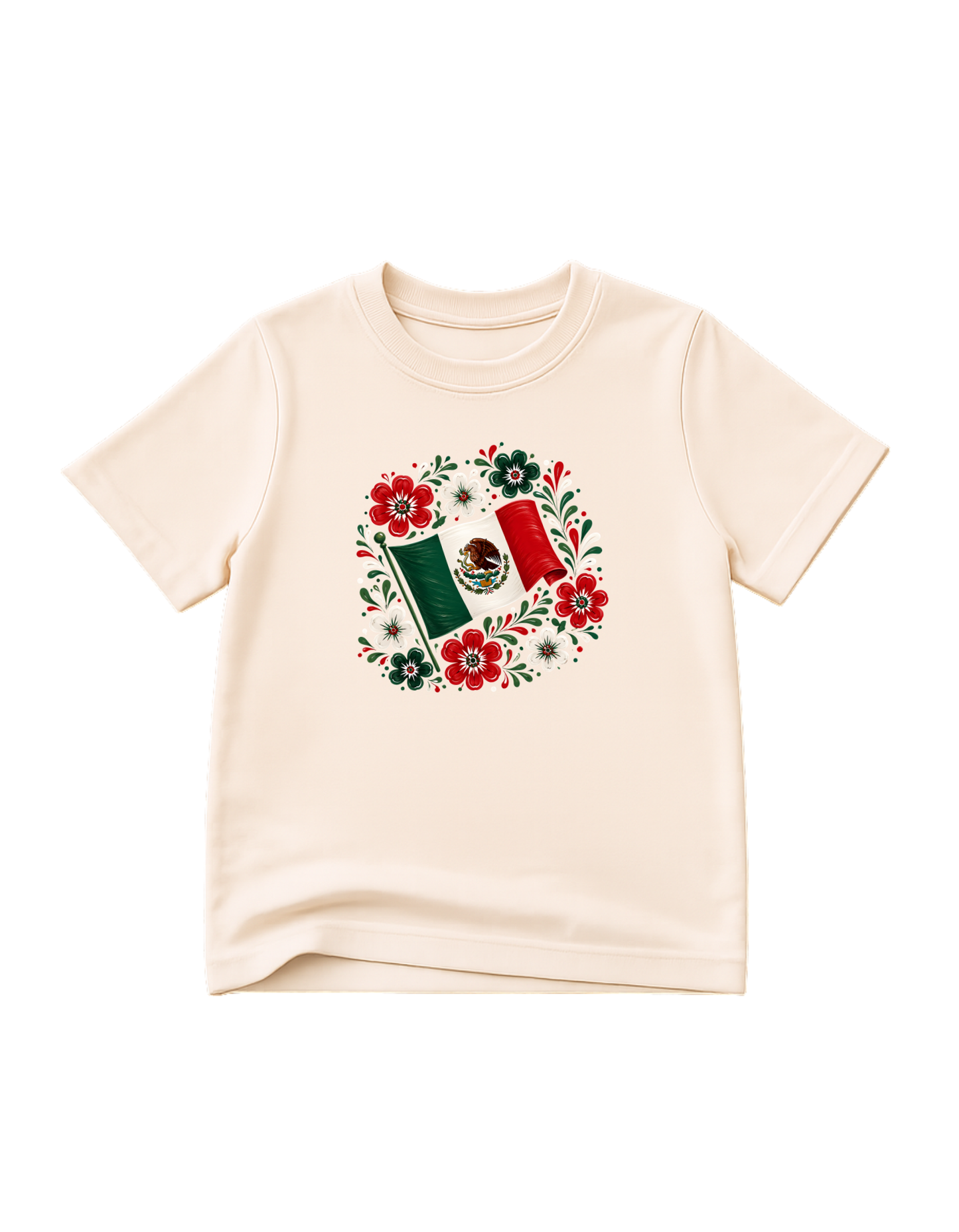 Mexico, floral flag cream toddler T-shirt