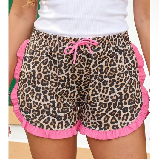 Leopard Print
Pink Ruffle Trim Shorts