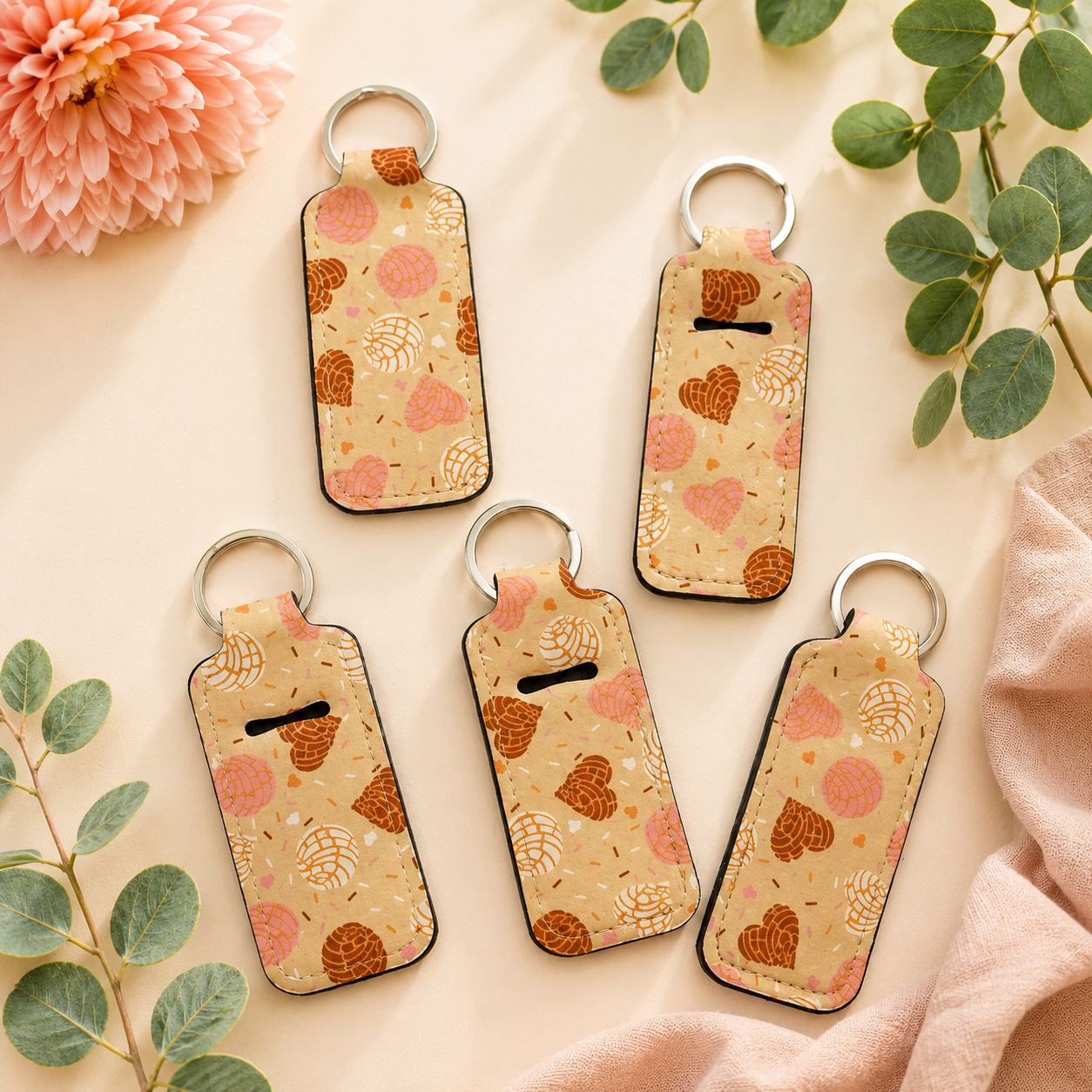 Heart Concha Chapstick keychain Holder ￼
