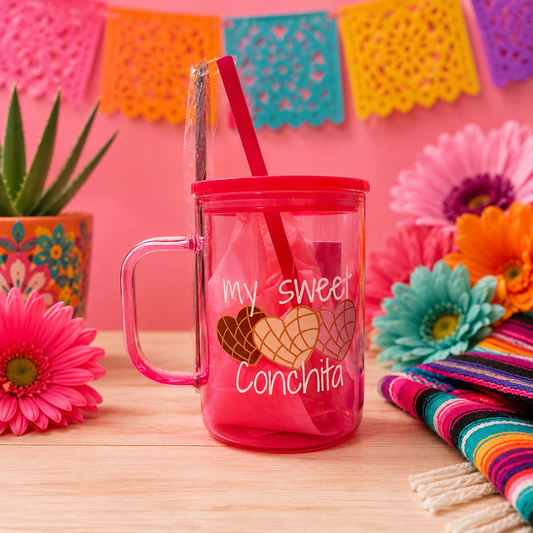 My sweet Conchita, hot pink glass cup